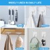 JINSHUNFA Adhesive Wall Hooks 13LB Heavy Duty No Drill Large Transparent Waterproof Hooks for Bathroom Kitchen Towel Coat 8 Pack