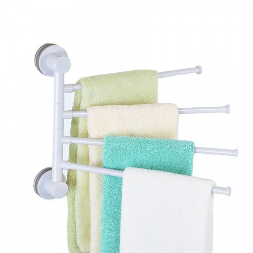 JINSHUNFA Swivel Towel Bar 4-Arm Bathroom Swing Hanger Towel Rack Holder Storage Organizer Space Saving Wall Mount
