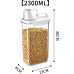 JINSHUNFA Cereal Dispenser Easy Flow Storage Jar Plastic Grocery Container Pouring Spout Airtight Cereal Containers Storage Dispenser with Measuring Cup Rice Cereal Storage Container for Kitchen (2300ml)