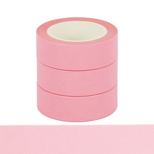 JINSHUNFA Pink Washi Tape Set Self-Adhesive Decorative Masking Tape 3 Rolls 32 Feet Panton Colors Sticky Tapes for Decor Journals Scrapbooks Planners DIY Crafts Gift (Pink)