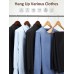 JINSHUNFA Wide Shoulder Wooden Hangers 8 Pack Coat Hangers with Non Slip Pants Bar, Heavy Duty Suit Hangers Wood Clothes Hangers with Smooth Finish 360° Swivel Hook for Sweater Jackets Shirts Natural