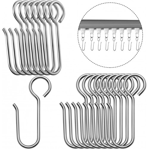 JINSHUNFA Metal Curtain Track Hooks S Shaped Small Curtain Hooks Metal Drape Wire Hooks for Ceiling Curtain Drape Track