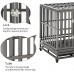 JINSHUNFA Heavy Duty Dog Crate Large Dog Cage Metal Dog Kennels and Crates for Large Dogs Indoor Outdoor with Locks, Lockable Wheels and Removable Tray, Easy to Install, Black