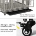 JINSHUNFA Heavy Duty Dog Crate Large Dog Cage Metal Dog Kennels and Crates for Large Dogs Indoor Outdoor with Locks, Lockable Wheels and Removable Tray, Easy to Install, Black