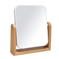 JINSHUNFA Vanity Makeup Mirror with Natural Bamboo Stand,8 Inch 1X/3X Magnification Double Sided 360 Degree Swivel Magnifying Mirror,Portable Table Desk Countertop Mirror Bathroom Shaving Make Up Mirror